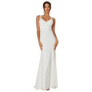 Lulus Beloved Eternity Maxi Dress S Lace Sleeveless Backless Wedding White NWT